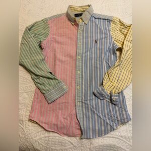 Ralph Lauren Pink, Green, Blue, and Yellow Striped Color block Shirt